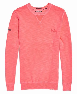 Superdry Garment Dyed L.A Crew Neck Férfi Ugró Rózsaszín | OQJFR3167